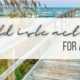 Photo of a dock on the water in Emerald Isle with the blog title over it