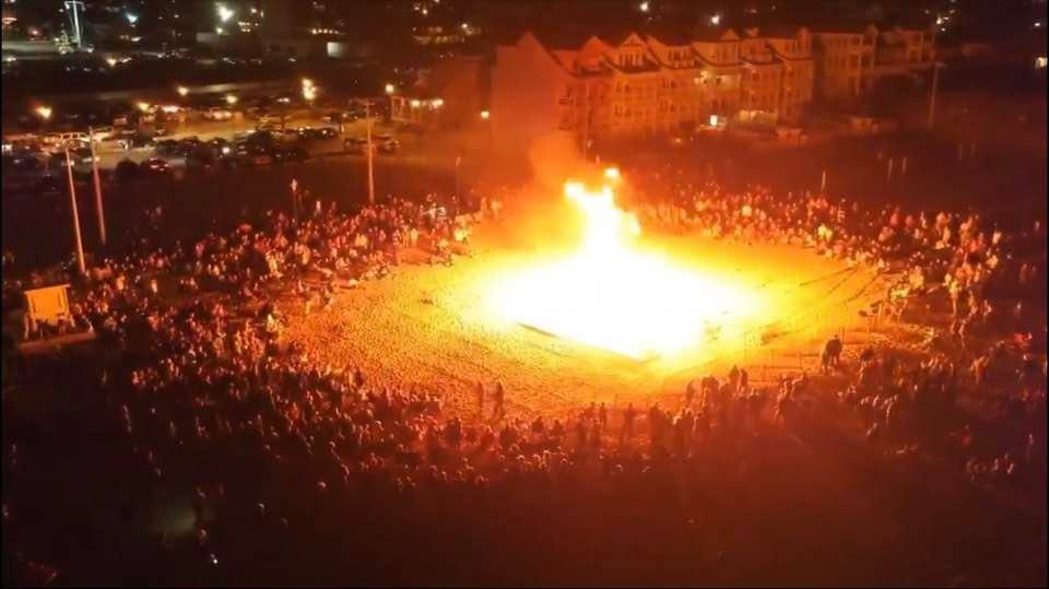 Huge bonfire on Atlantic Beach