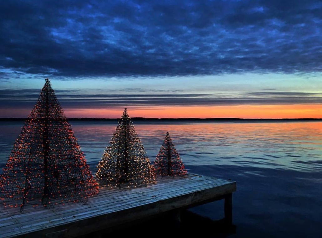 Crab Pot Christmas Trees on the Water